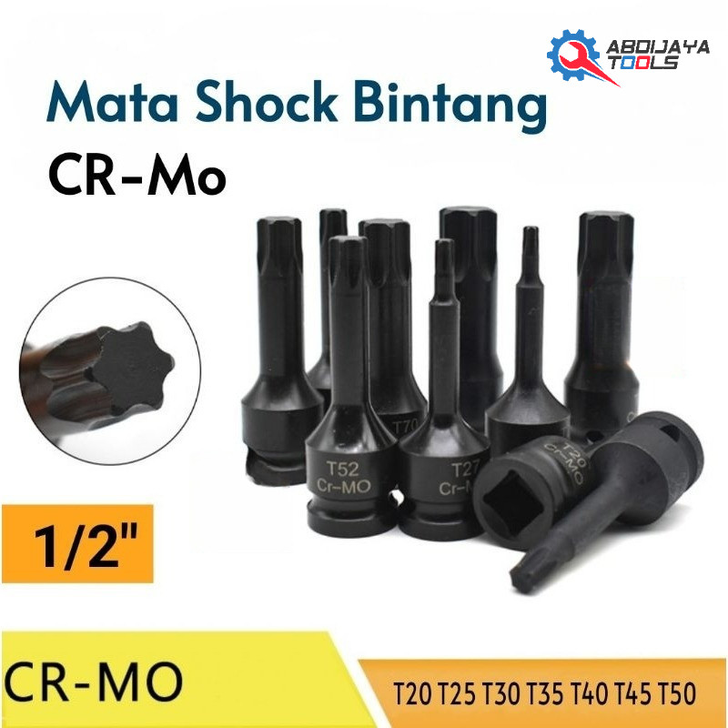 PROMO Mata Kunci Shock Bintang CR-Mo 1/2 Star Bit L T20 T25 T27 T30 T35 T40 T45 T50