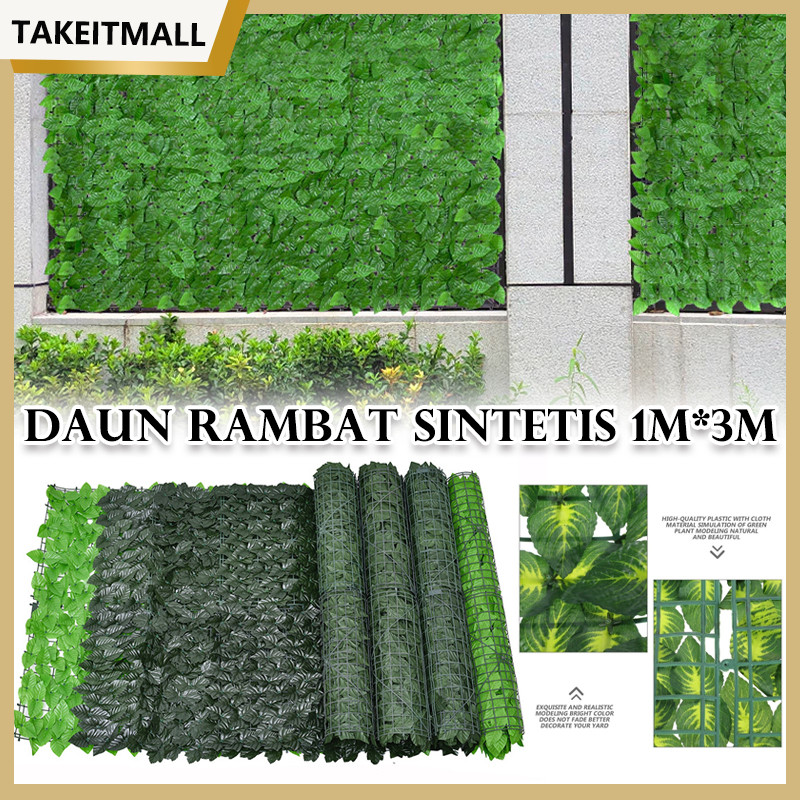 Daun Rambat Sintetis 1M X 3METER /Daun Dinding Semangka /Daun Roll/ Daun Dekorasi/Tanaman Pagar Hias