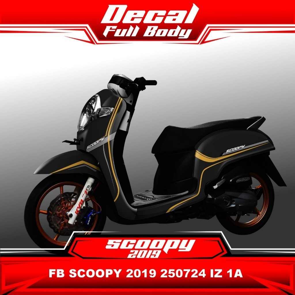 Stiker Sticker Decal Motor HONDA SCOOPY 2019  Full Body Hitam Merah Putih 250724 IZ 01