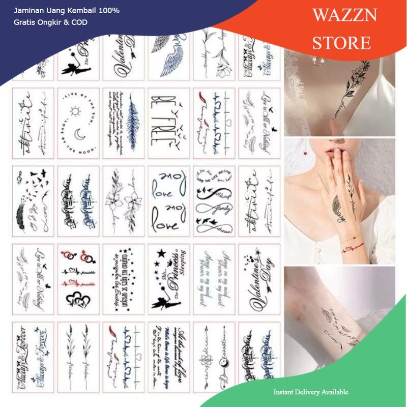Wazzn-  tato temporary tulisan tato tangan badan jari