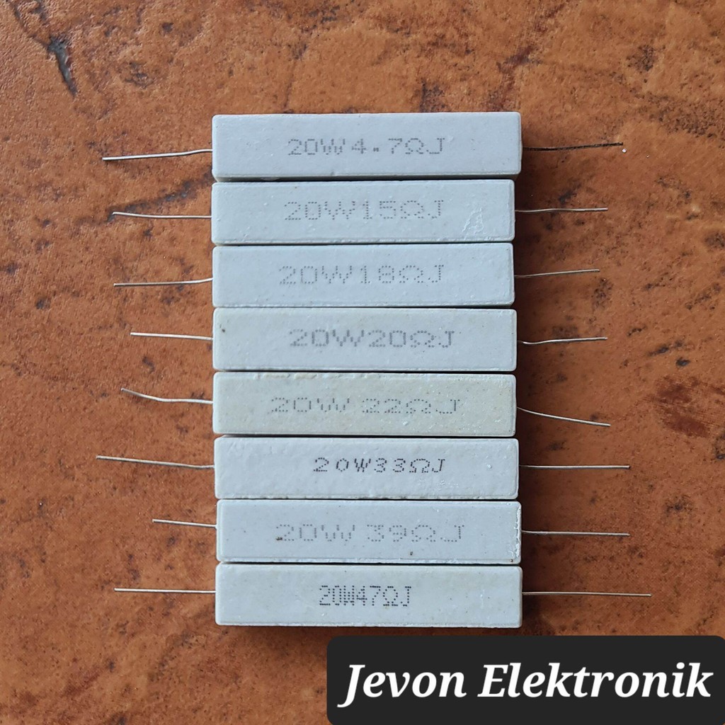 Resistor Kapur R 20 w watt 4R7 10 12 15 18 20 22 33 39 47 100 ohm 20w