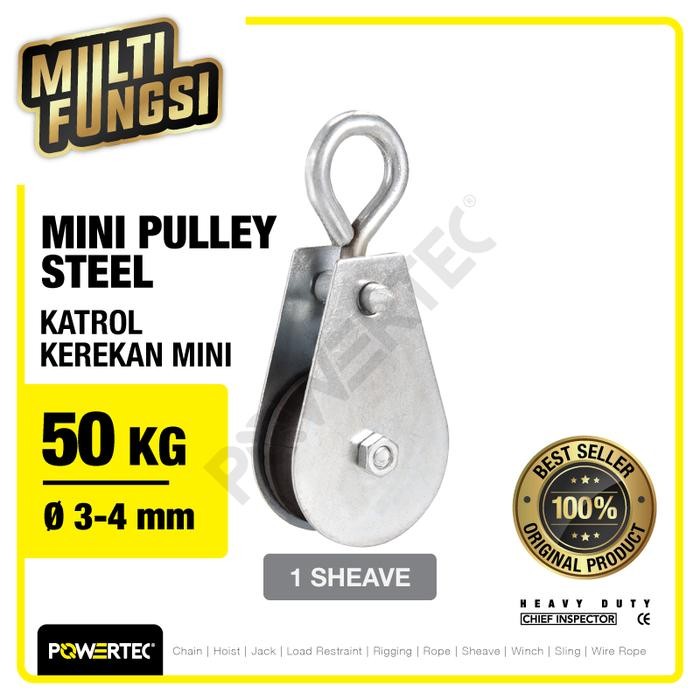 [TERLARIS] Mini Pulley Katrol Kerekan 50kg 12mm - 1 Sheave POWERTEC