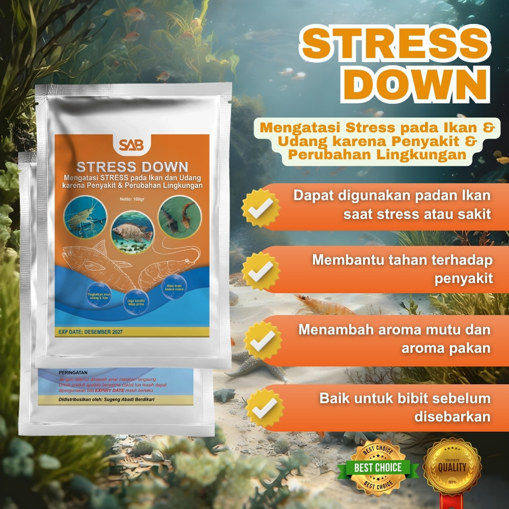 STRESS DOWN ikan udang - STRESS DOWN 100GR OBAT VITAMIN ANTI STRESS PENYAKIT PADA IKAN & UDANG
