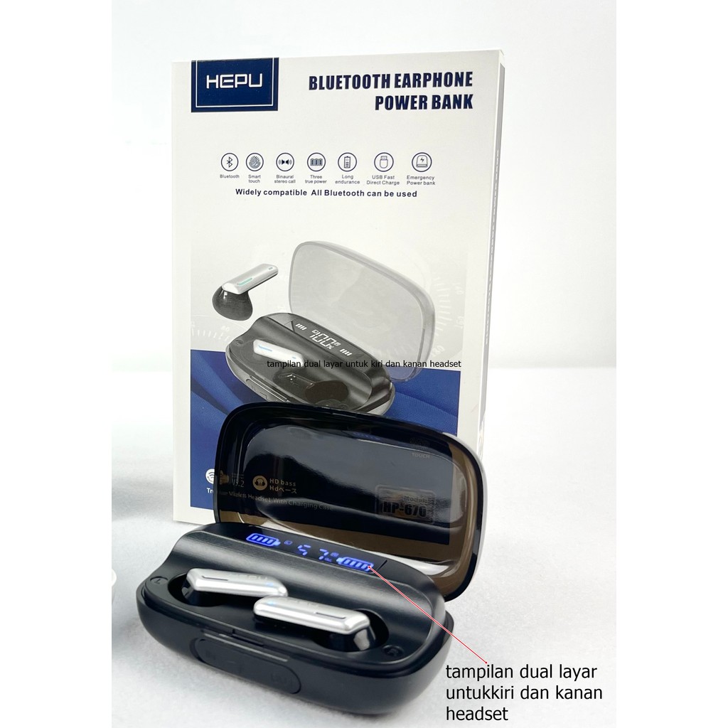 HEPU Bluetooth Earphone Wireless Power bank HP-670