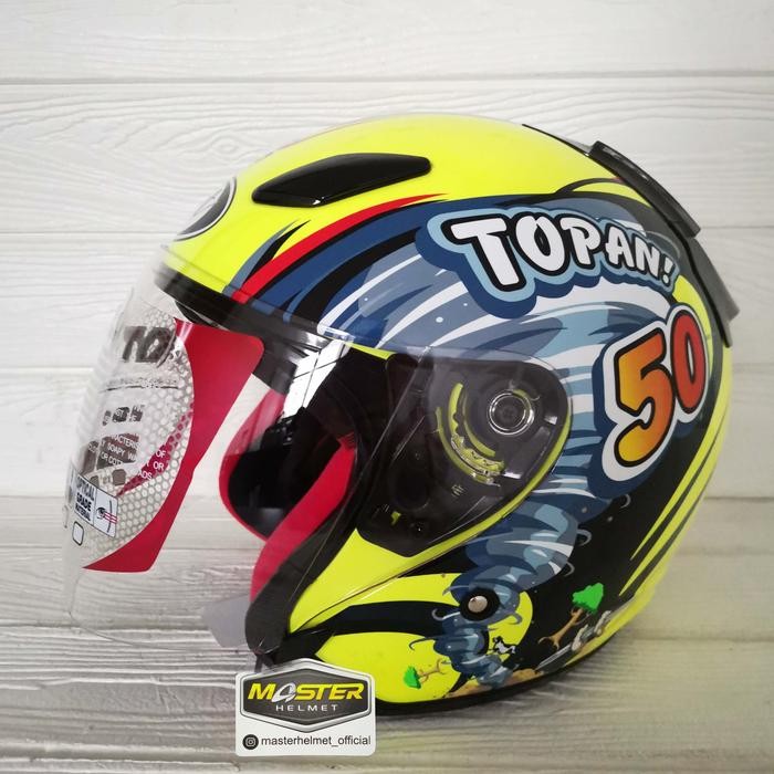 HELM HALF FACE KYT DJ MARU KYT DJMARU MOTIF TOPAN RC YELLOW BLACK - M by Inspire id