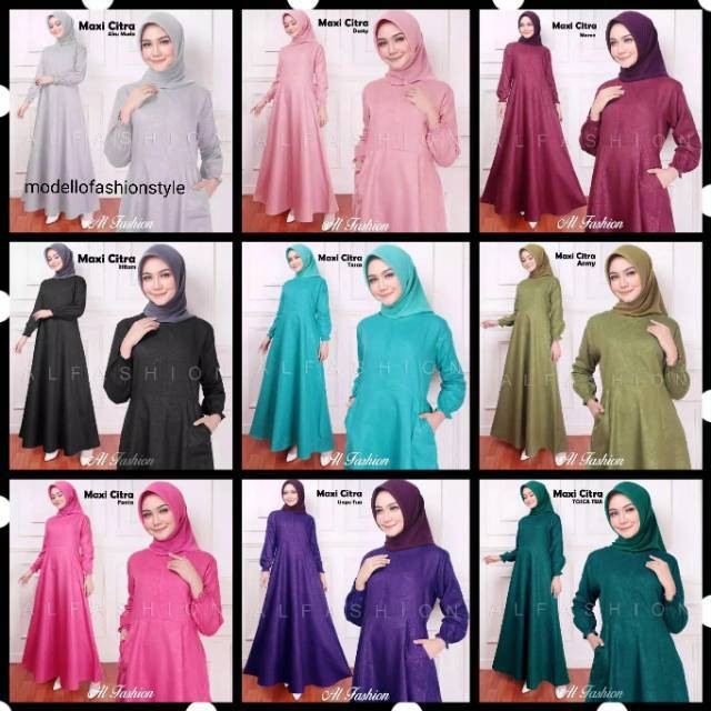 Clara - Dress Gamis Katun 100% Polos Emboss S M L XL Jumbo Ungu muda terong hijau ijo mint toska bot