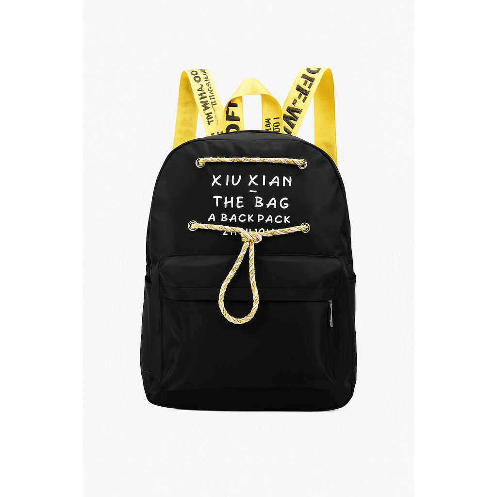 Tas Ransel Parasit Wanita & Pria – Xiu Xian Backpack Off-White Strap Trendy Uk. 38x32