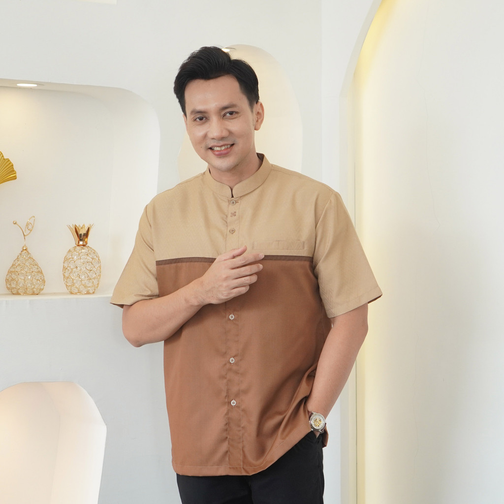 NIGOS Koko Alsaba Pendek Kekinian Lengan Pendek Muslim Baju baju koko pria Kemeja Koko Pria