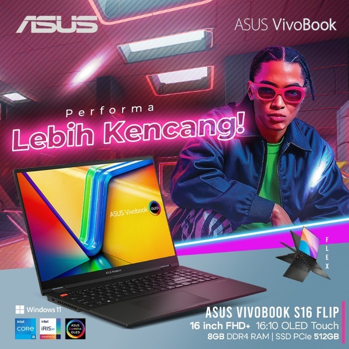 ASUS VIVOBOOK S16 FLIP OLED TP3604VA TOUCH I5 1335 16GB 512GB W11 16.0FHD IPS