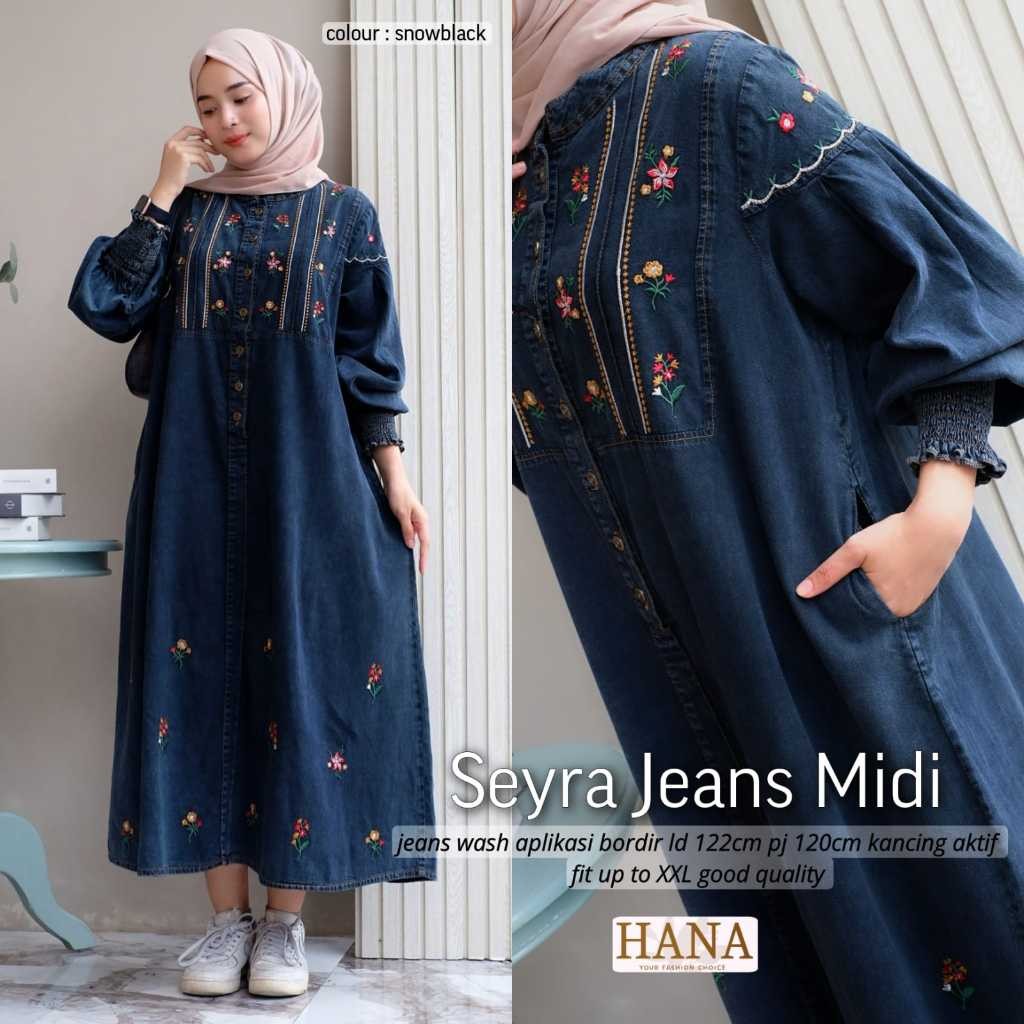 Fashion Wanita HQ  SEYRA JEANS MIDI DRESS From hANA