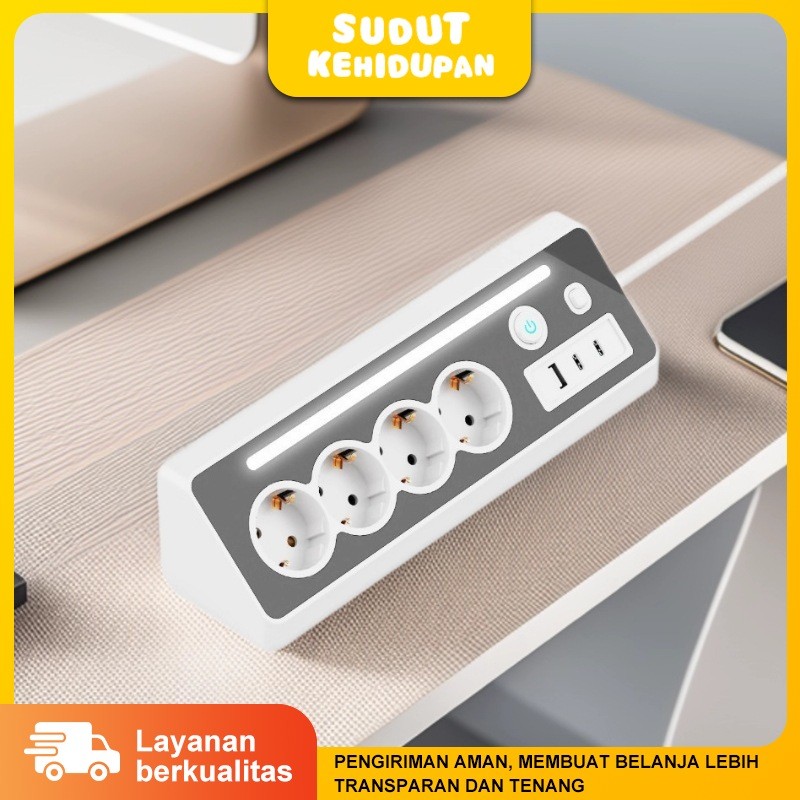 Stop Kontak Multifungsi dengan LED Port USB - Banyak Colokan