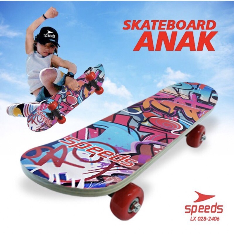 Mainan skateboard full set anak2 kids kayu kanada papan roda pvc 2406