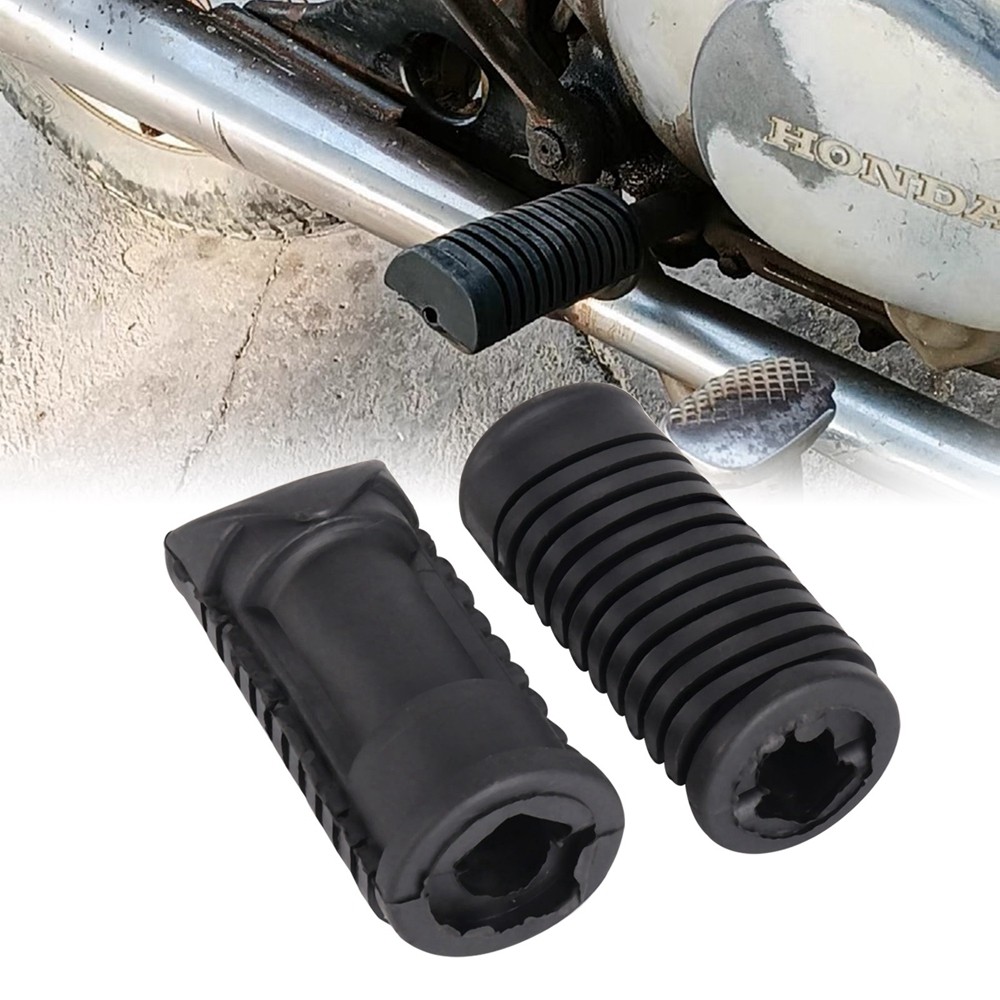 Black Front Support Cover Foot Pegs Rubber Frame Pedals For Honda CG125 Custom