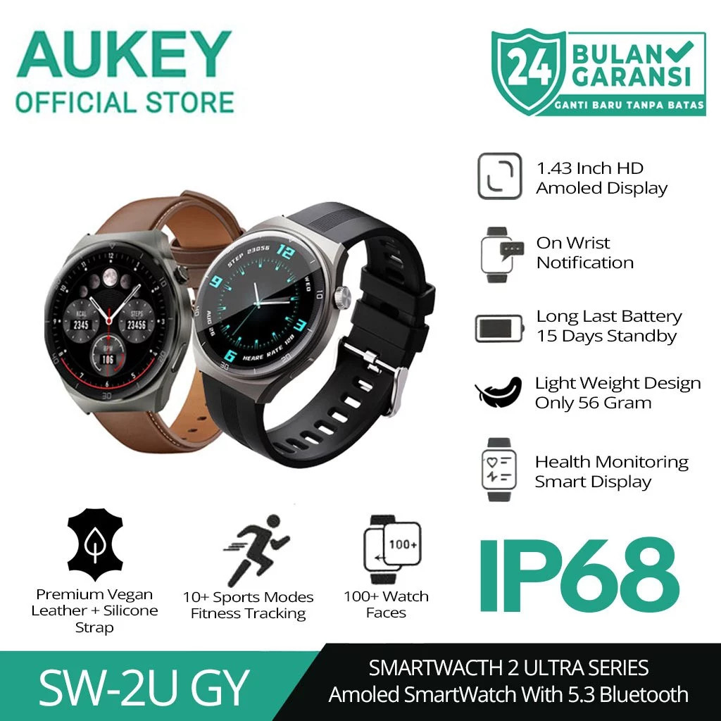 AUKEY SmartWatch 2 Ultra Amoled Display Waterproof BluetoothCall SW-2U