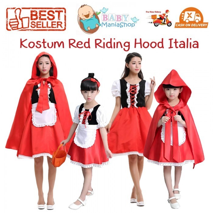 Kostum Red Riding Hood anak Perempuan Wanita Dewasa Girl Baju Negara Italia Italy Bavarian Jerman