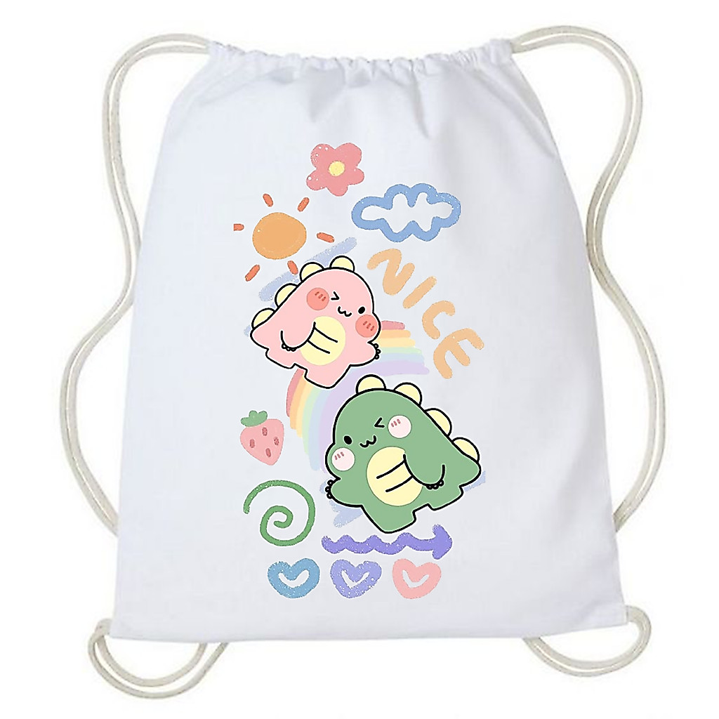 Tas Serut - Stringbag Kanvas Cute Dino Unisex