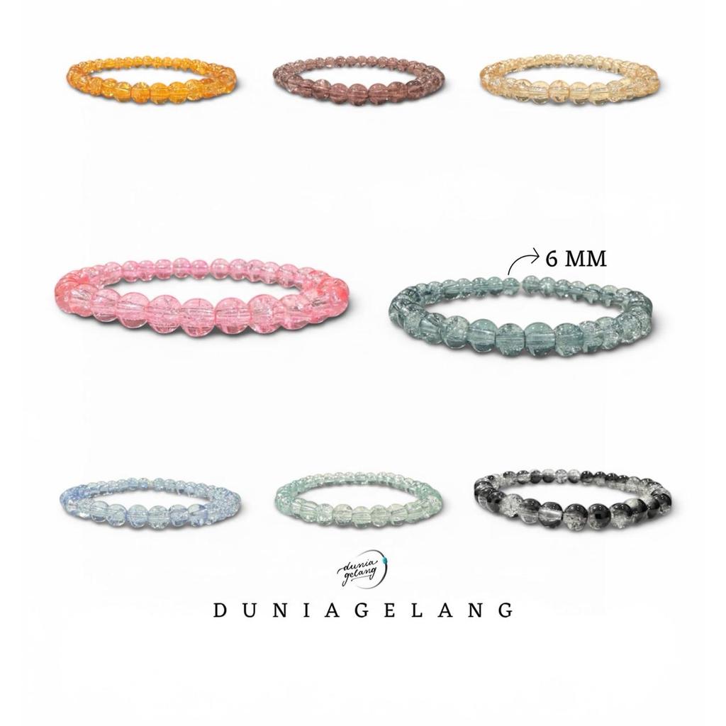 Gelang Wnita Giok Imitasi Batu Bulat Kristal Bening Teransparan Premium Colour
