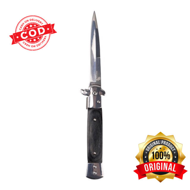 KNIFEZER Pisau Saku Lipat Folding Portable Knife Tool Wood Grip S12