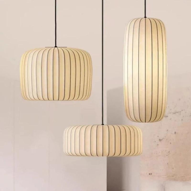 Lampu Gantung Kain Wabi Sabi Jepang Kamar Tidur Ruang Tamu Lampu Hias Plafon Vintage Guesthouse