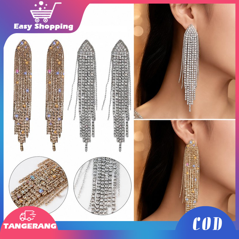 Anting Juntai Panjang Anting Panjang Wanita Korean Look Simple Elegan Untuk Pesta