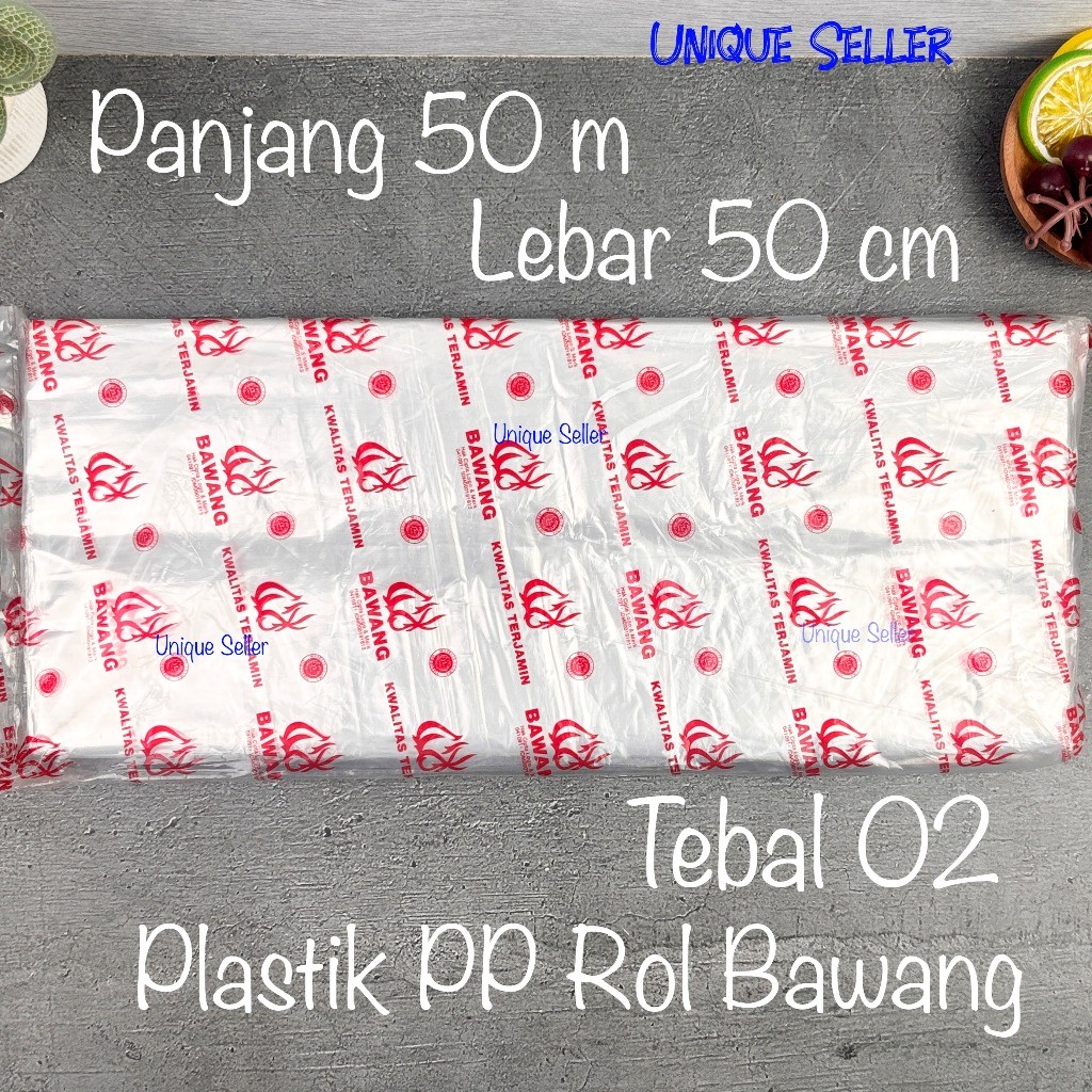 Plastik PP ROLL 50cm Panjang 50m Tebal 02 Bawang / Plastik PP Roll Bawang Lebar 50 cm Panjang 50 m T