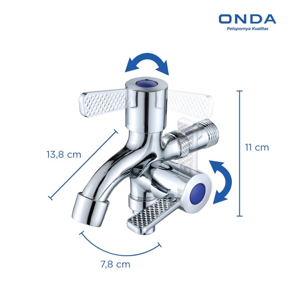 Kran Double Shower K-TUL Onda 1/2" / Kran Mesin Cuci /Double Kran Cabang Onda