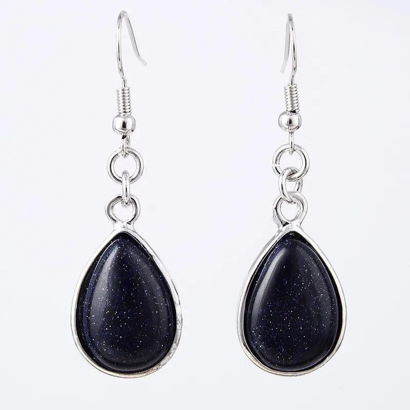 Anting Wanita Model Tetesan Air Batu Permata Alami Amethyst Kristal Bening Kuarsa Merah Muda Lapis A