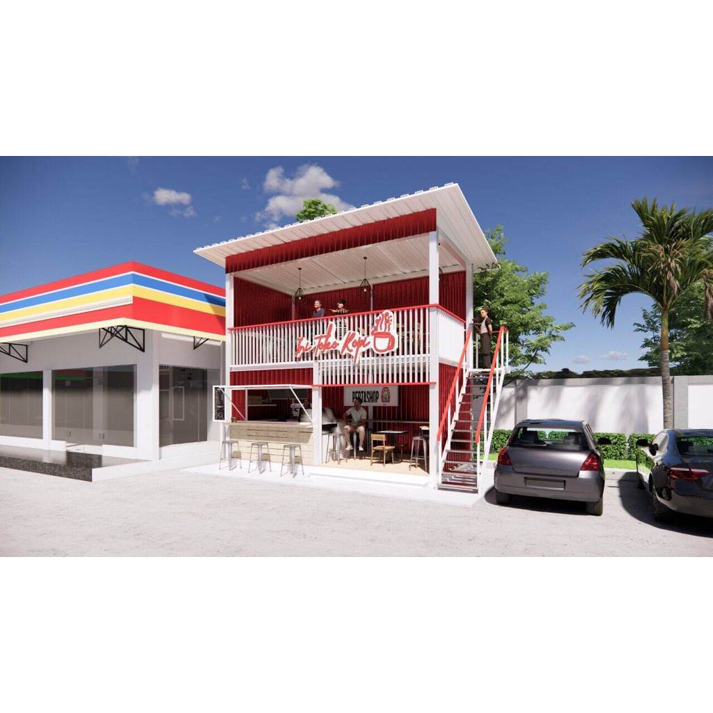 Booth Container cafe 2 susun custom