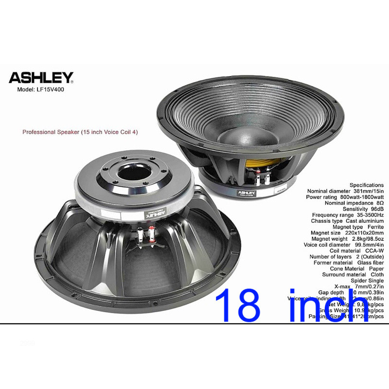 Speaker Ashley inch LFV400 V400  V400 ” in Asley speaker komponen component original