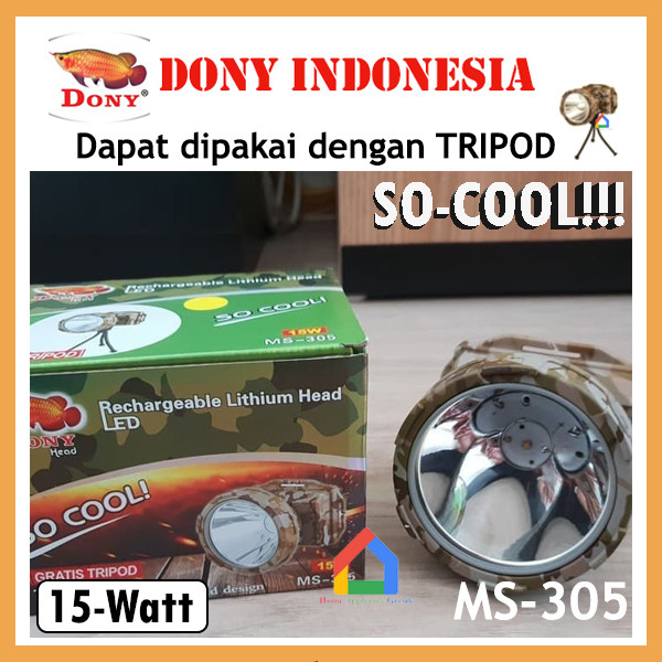 Senter Kepala Dony MS-305 SO COOL (15 Watt) / Dony Senter Kepala MS305/ MS 305 (Gratis Tripod) [Caha