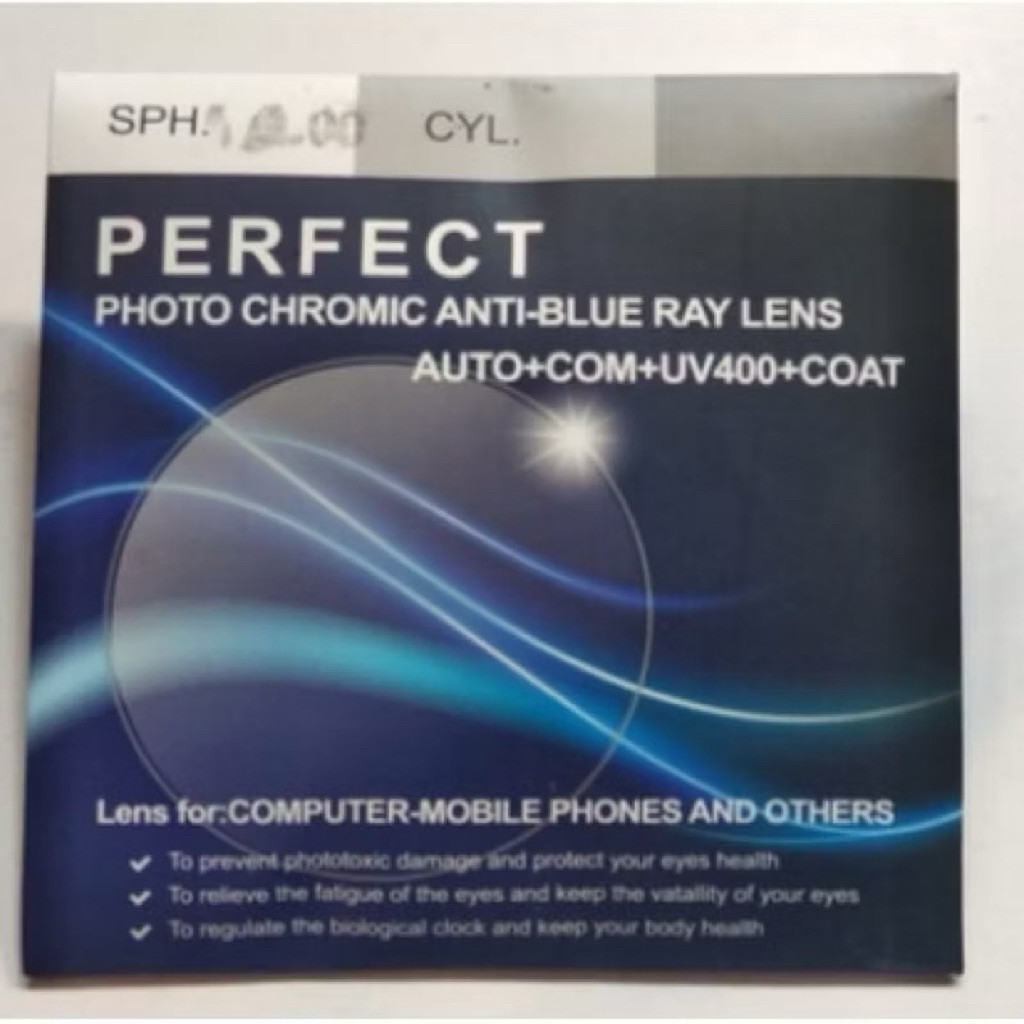 Lensa Bluecromic Bluray Photocromic Plus Minus Elegan Di premium