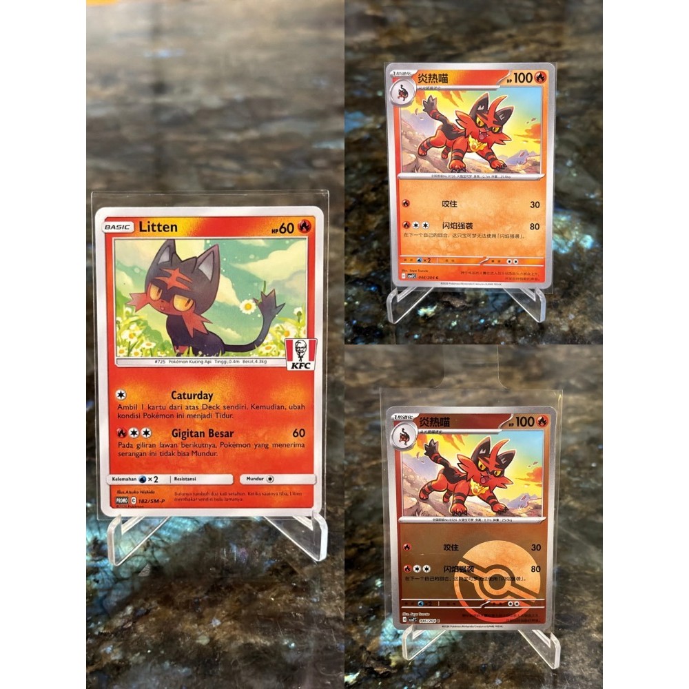 Pokemon TCG Litten Torracat Chinese Holo Reseve Basic Pokeball - Japan AR - bahasa China Jepang Orig