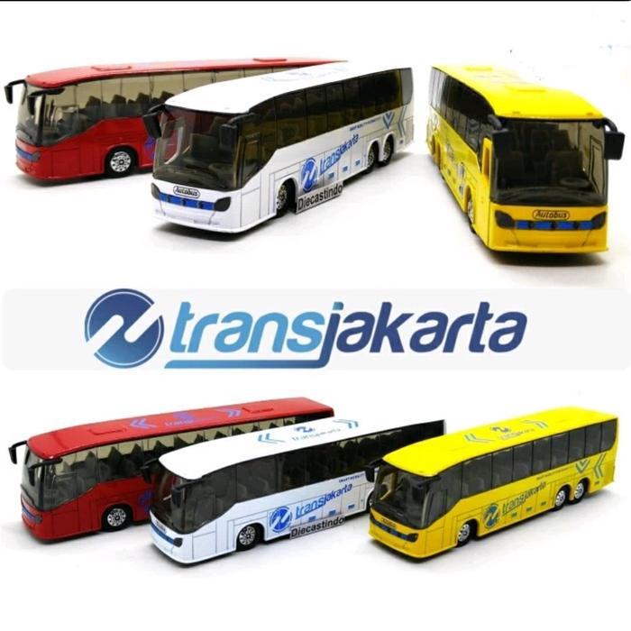 diecast bus transjakarta bahan metal / miniatur bis transjakarta / die cast metal bus model transjak