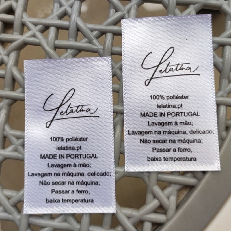 

500pcs Custom white satin washing labels 3 * 5 cm Personalised 100%poliéster clothing care label