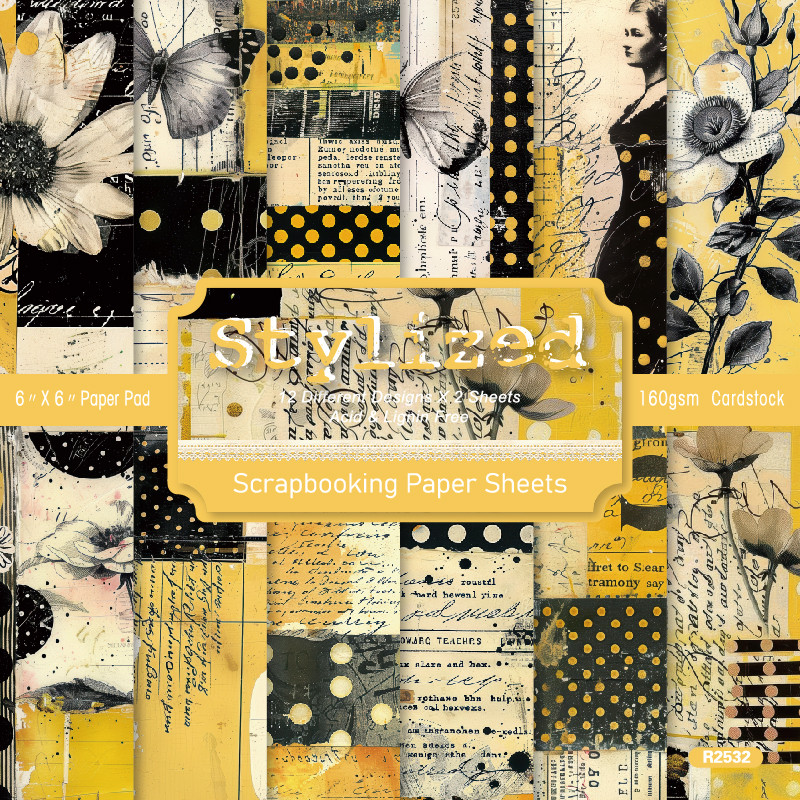 

KLJUYP 24 sheets 6"X6" Stylized Paper Scrapbook paper Scrapbooking patterned paper pack Y craft Background paper