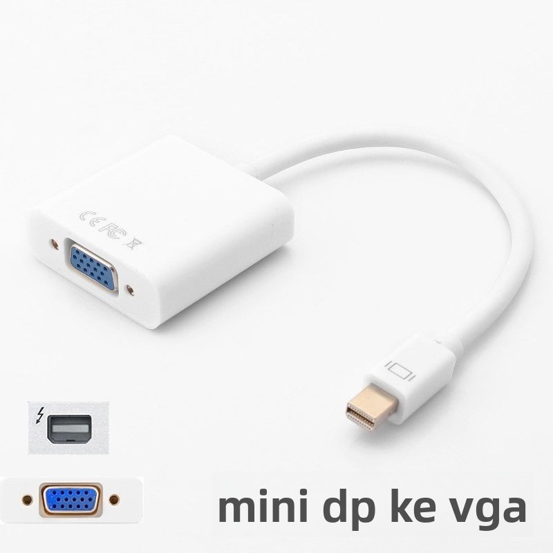 Konverter miniDP ke VGA Koneksi Antarmuka Mini Thunderbolt Kabel Komputer Monitor TV Proyektor