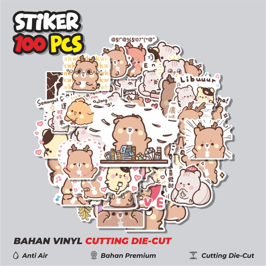 

Terbaru! 50 pcs Stiker Kartun Boneka Bear Sweet House Happy Dekorasi Lucu Kreatif untuk Notebook, Skateboard, HP