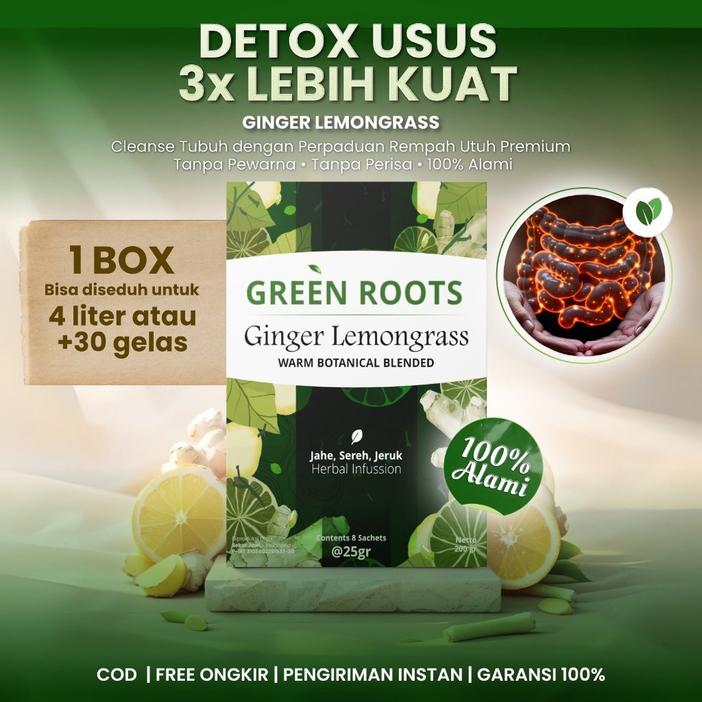 

GREENROOTS Teh Rempah Jahe Sereh Jeruk Telang 200 gram Minuman Herbal Detox Usus Kurangi Bau Mulut