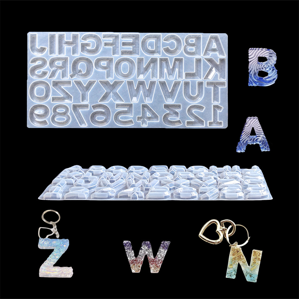 

1pc 26 English letters and numbers silicone mold, used for epoxy resin casting DIY keychain pendant earrings jewelry