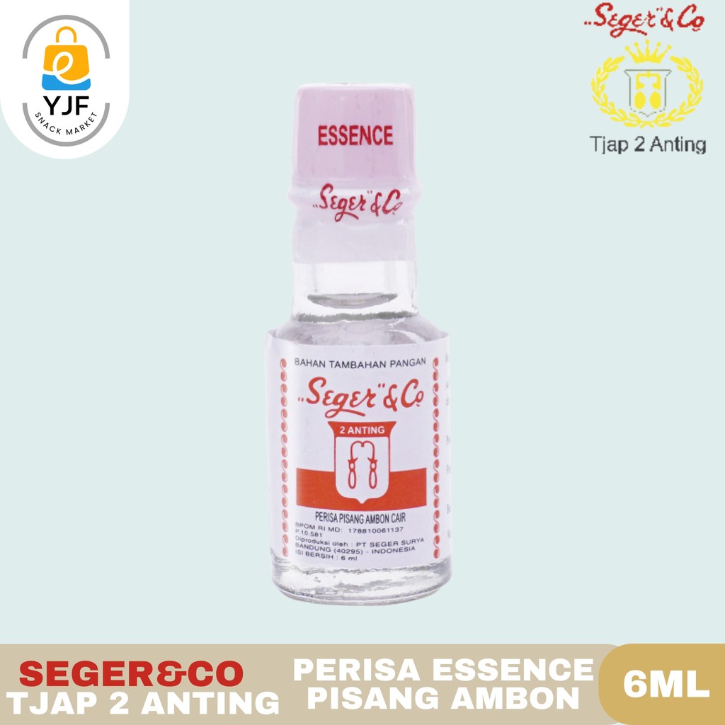 

Seger&CO Pisang Ambon Essence 6ml / Tjap 2 Anting / Perisa Sintetik Pisang Ambon Cair / Bahan Tambahan Pangan / Perisa Makanan