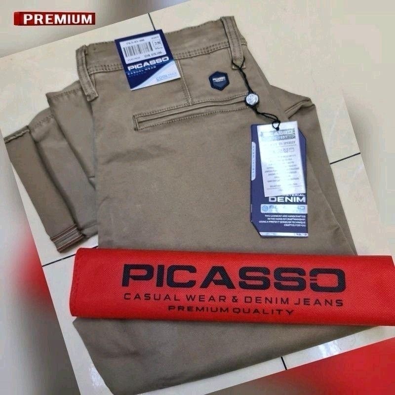 [PICASSO KATUN]  Celana Katun Panjang Picasso Original /chinos  Pria Stretch Slimfit Distro Casual