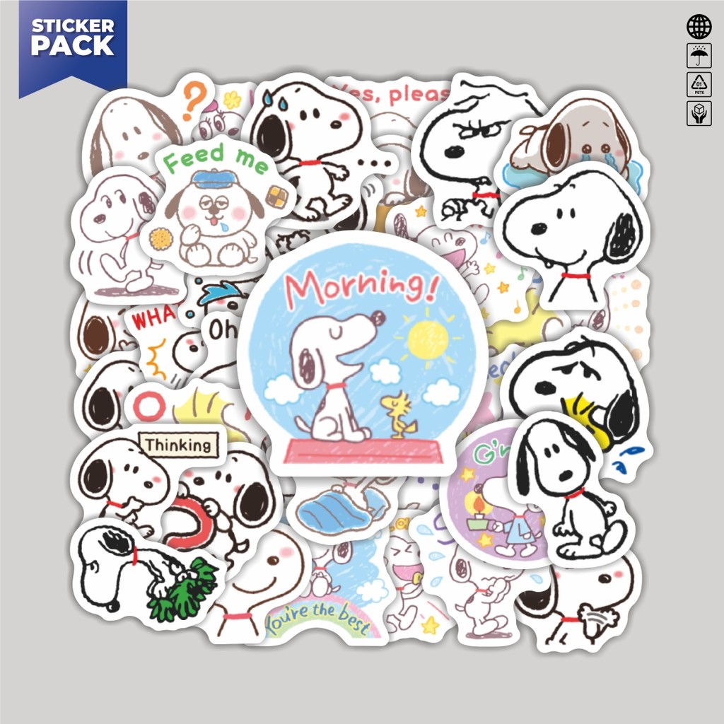 

[100PCS]Stiker Pack Stiker Kartun Snoopy V21Aesthetic Vinyl Anti Air Dekorasi Sticker Laptop Buku Journal Koper Helm Casing HP Gitar Helm Skateboard