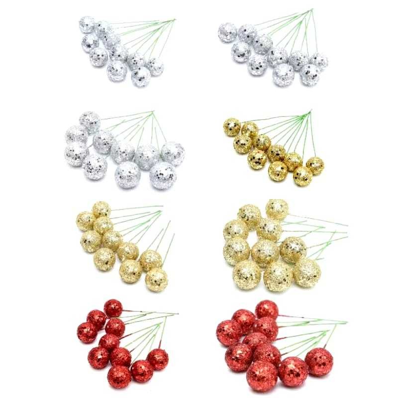 

10PCS ARTIFICIAL CHERRY BERRY GLITTER FOR CHRISTMAS BUAH CERI DEKORASI XMAS CAKE TOPPER HIASAN POHON NATAL