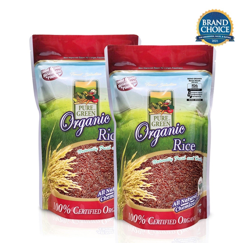 

PAKET 2 - PureGreen Organic Rice Beras Organik Beras Merah 1 kg x 2 pc