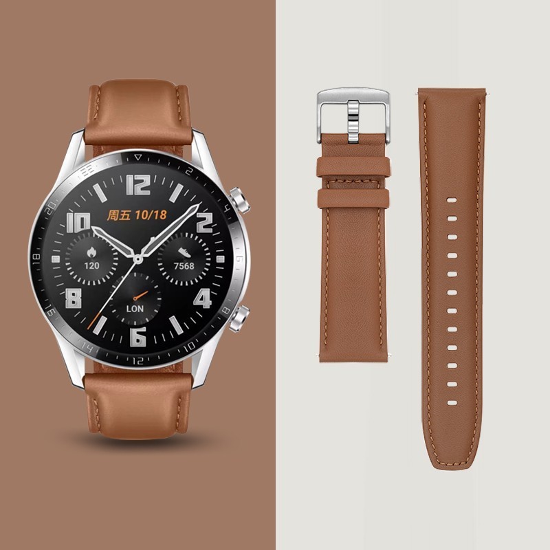 Tali Jam Tangan Pengganti Aksesori Asli Huawei Watch Watch 3/GT3/GT2 Pro 46mm Tali Kulit Asli Univer