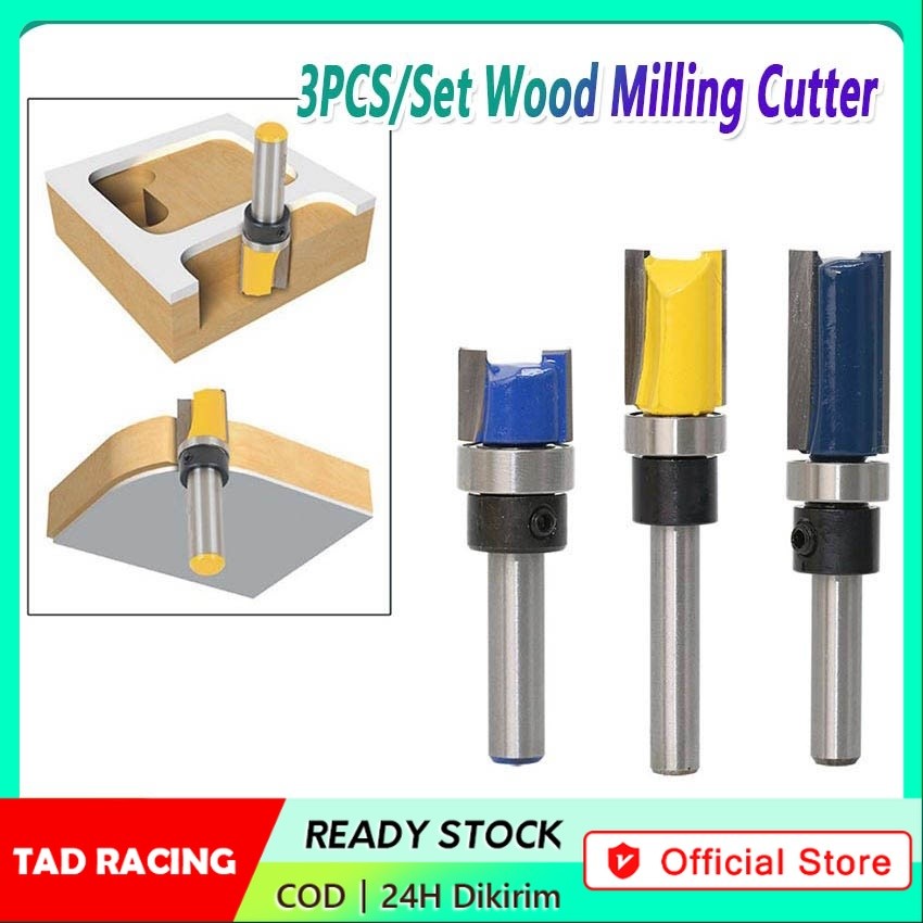 Straight Bits 3Pcs/Set Mata Router Kayu / Mata Profil Lurus Straight Flush Trimmer Router Bits HPL E