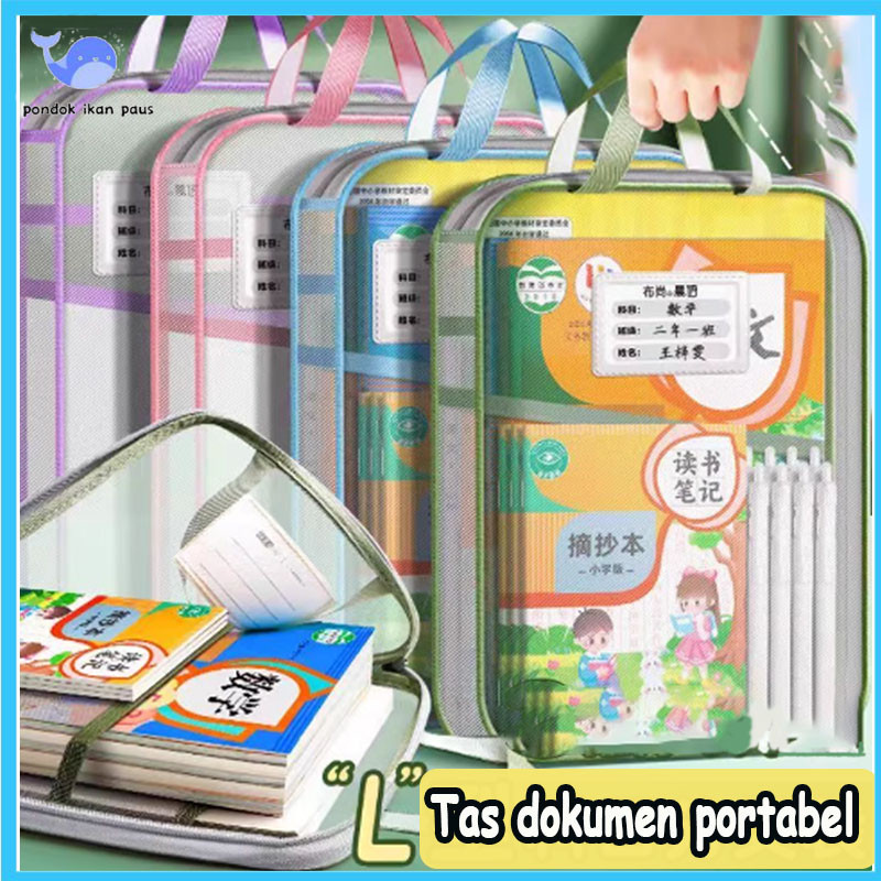 

【Penjual Lokal】Set Tas Dokumen Transparan Jaring 5PCS - 3 Lapis Portabel, Untuk Siswa SD/SMP, Penyimpanan Kertas Tes/Buku Teks