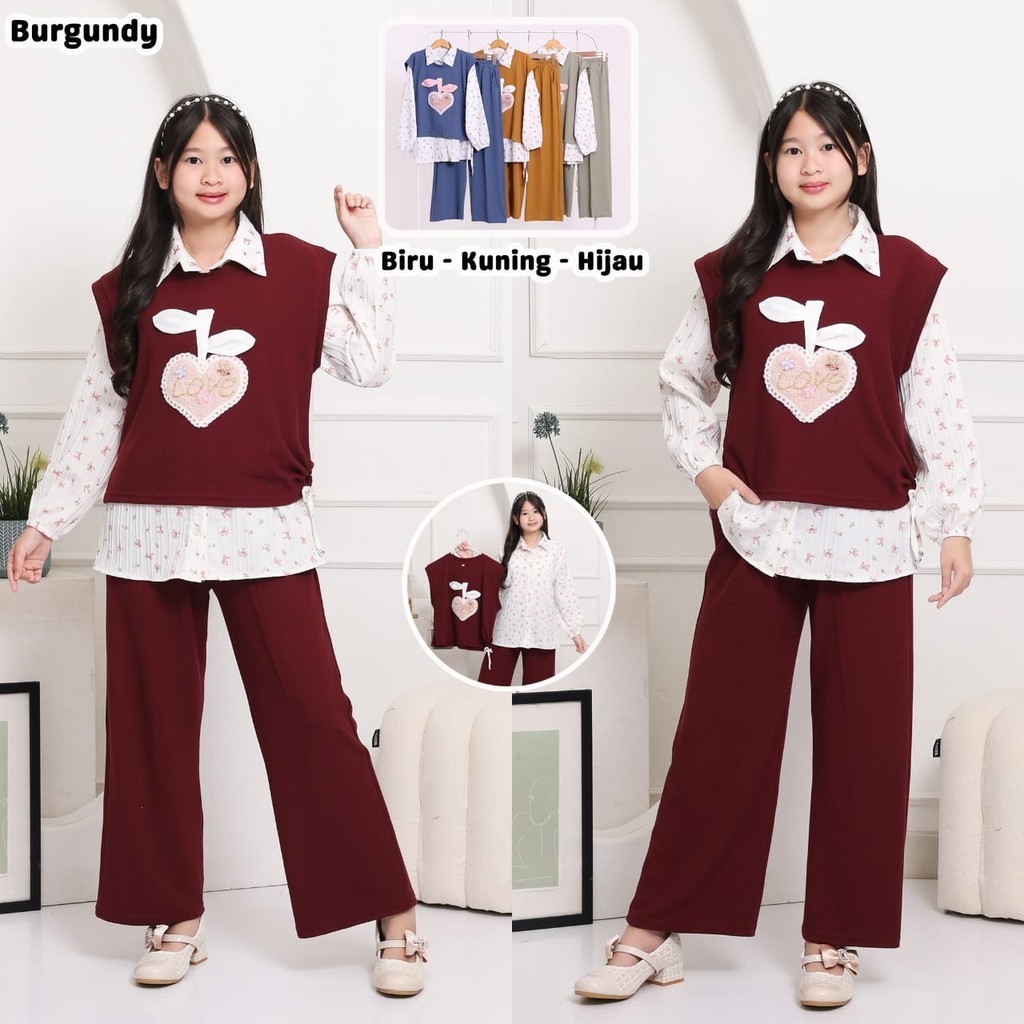 JOVSHOP Sunfloapparel 6-15 Tahun Baju Anak Perempuan One Set Rompi Khalisa Kids Set 890093