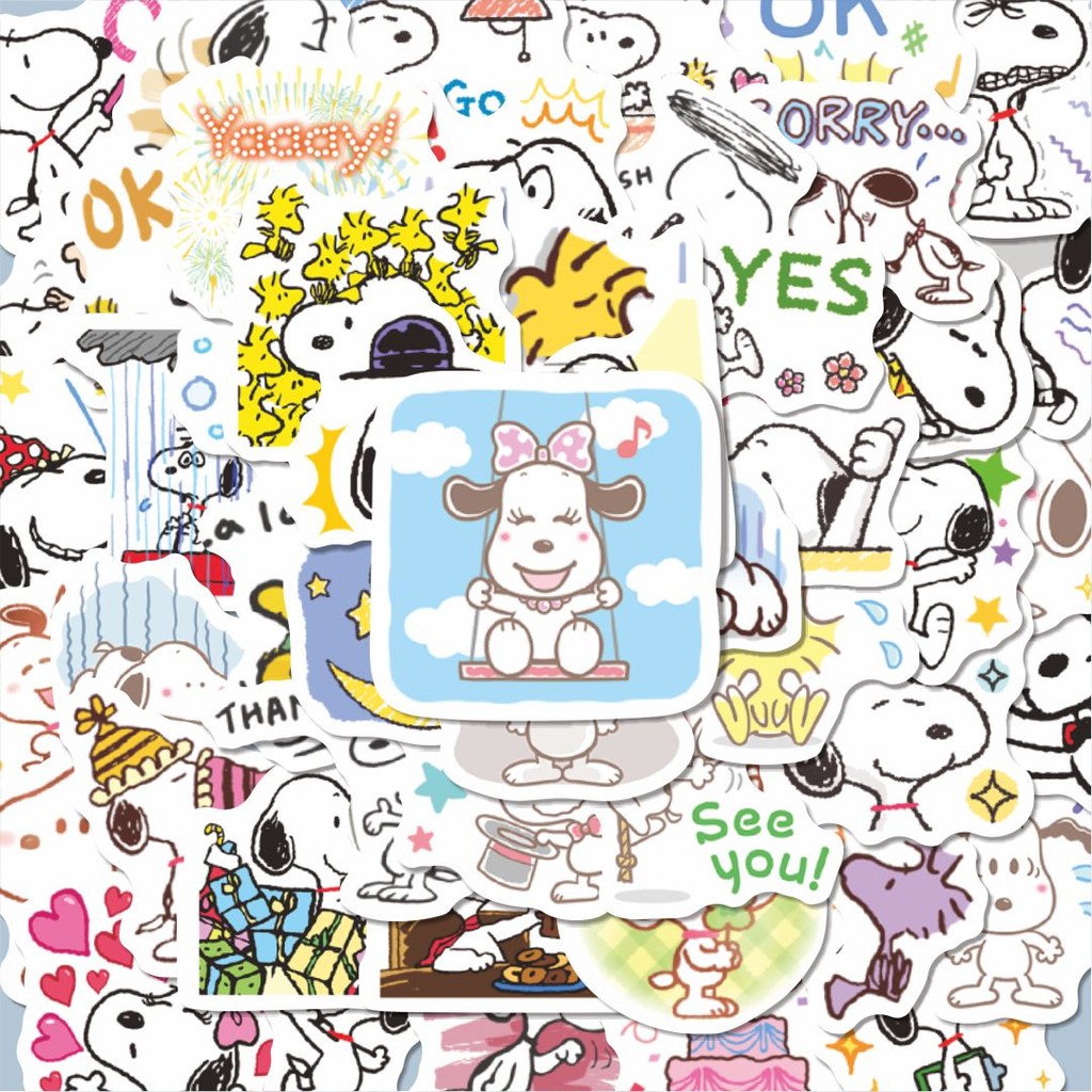 

100PCS Lucu Stiker Kartun Snoopy V16 Stiker Aesthetic Stiker Anti Air Stikers Berperekat Waterproof sticker decal buat Motor Helm Buku Journal Koper Casing HP Laptop Botol Minum Hadiah anak