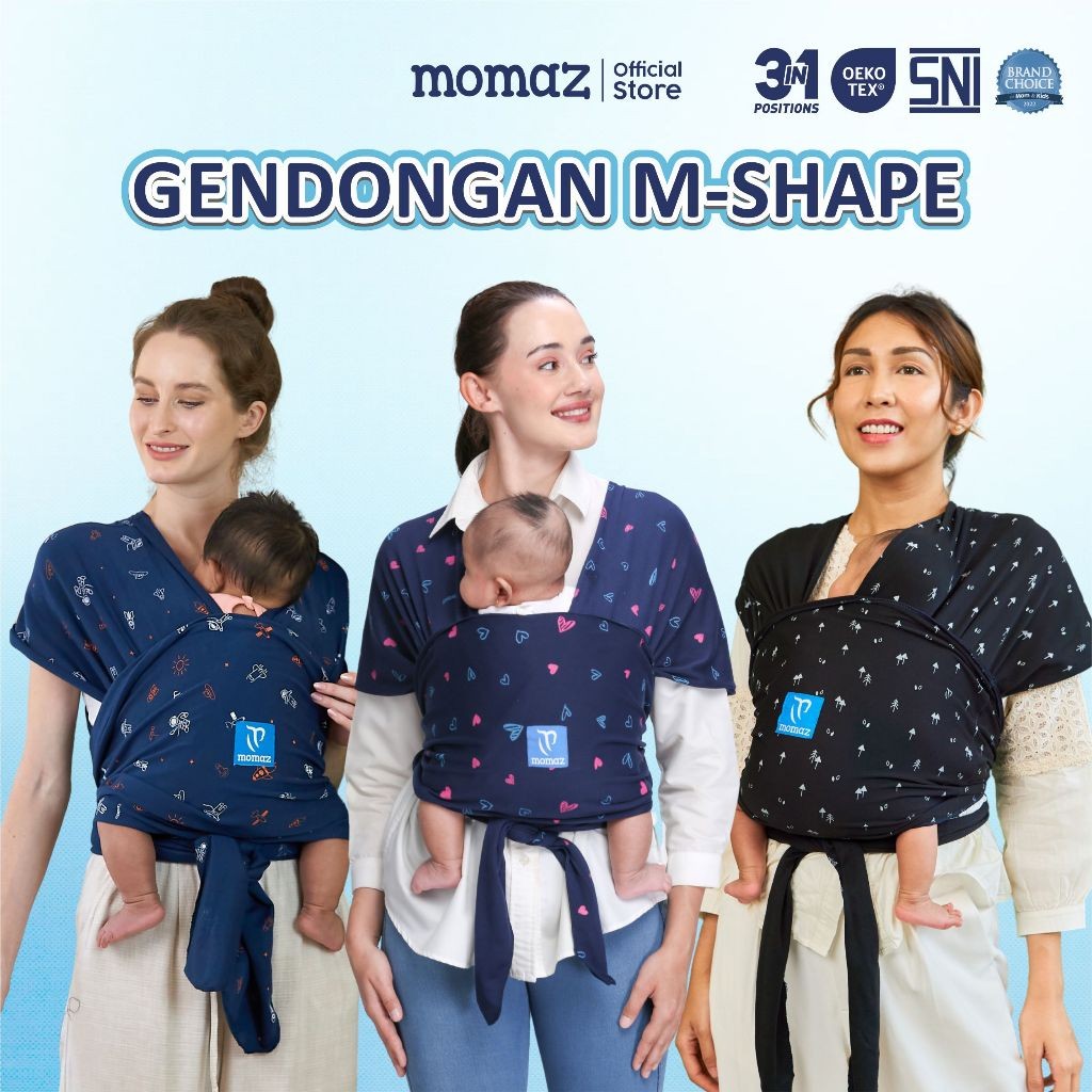 Momaz Gendongan bayi Newborn - Gendongan Bayi M Shape - Gendongan Bayi Newborn 3in1 - Gendongan Bayi
